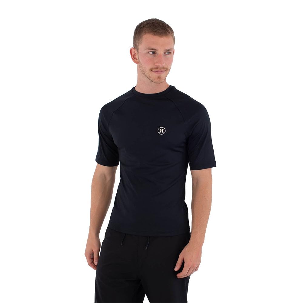 Hurley Mens Short-Sleeved Surf Lycra Icon Circle T-Shirt, Black, XL EU