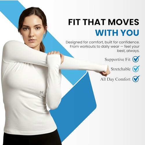 Image of NINQ Women's Athletic Compression Wear - Full Sleeve Workout & Training T-Shirt Designed for Gym, Running, Yoga, and Sports. Breathable, Stretchable