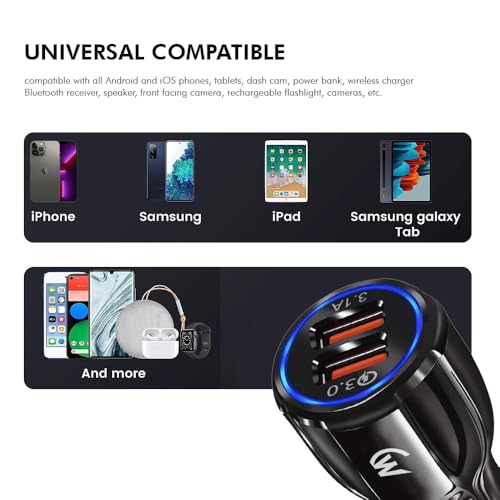 Image of 33W Dual Port Car Charger, QC 3.0 Fast Charging, USB-A 18W + 15W, DC 12V-24V Input, Advanced Safety Protection (Black)