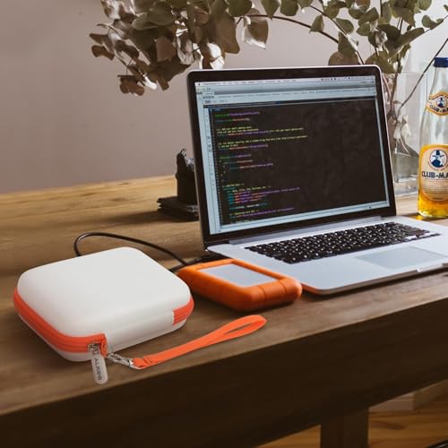 Image of ALKOO Case for LaCie Rugged Mini 1TB /2TB /4TB /5TB External Hard Drive | Portable HDD Holder, Cable Pocket, SD Card Storage, for Photographers, Creators, Students, Office, Travel, Case Only, White