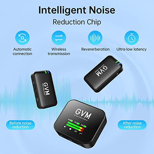 Image of Gvm Noise-Canceling Microphone for Accurate Human Voice Recognition Even When Working Lawn Mowers; 2.4Ghz Lavalier Mic with Charg Case Independent Storage 20H for Video Record&Interview etc