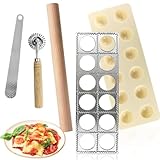 5-Teilig Ravioli Maker mit 12 Löchern, Aluminiumlegierung Tortellini Former, Raviolimesser-Set, Teigtaschenrad Former, Ravioli Former, Teigtaschen Maker Form für Die Herstellung Von Ravioli, Knödel
