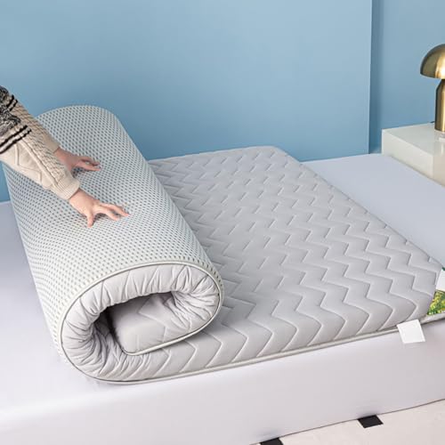 Colchón de suelo – Colchón portátil enrollable de 5/8 cm de grosor, colchón de invitados japonés de estilo moderno para tatami, cama individual, cama doble, dormitorio y apartamento de alquiler, color