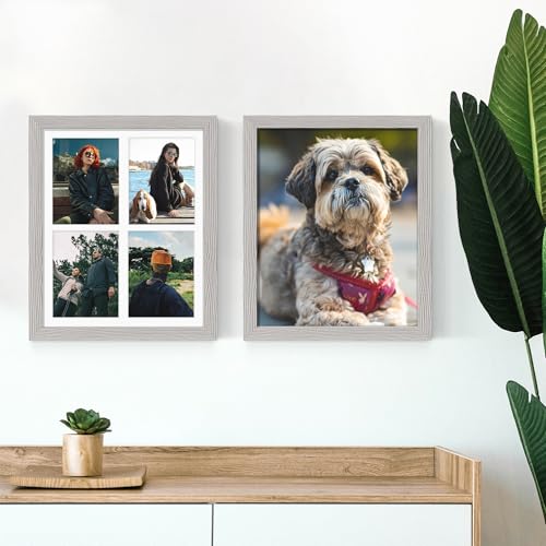 Image of DUENPY 12x16 Picture Frame 5x7 Collage Picture Frame Displays Four 5x7 inch Photos or 12x16 (Without Mat) for Available Horizontal Wall Mounting Display and Vertical Grey