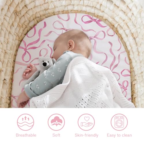 Image of Little Grape Land Bassinet Sheets 4 Pack, 33 inchx18 inch Fitted Sheets 4 inch
