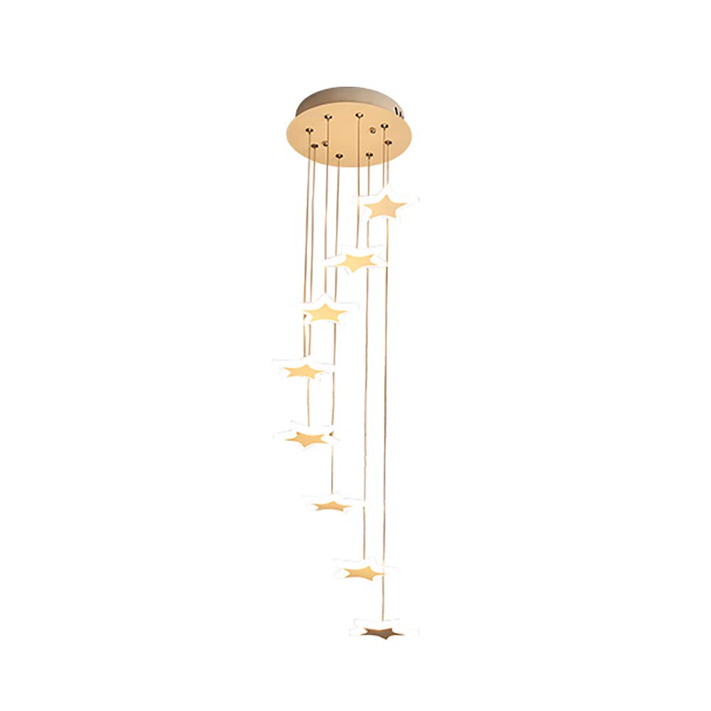 Lustre d'escalier moderne à LED blanche à 8 têtes pour villa et duplex