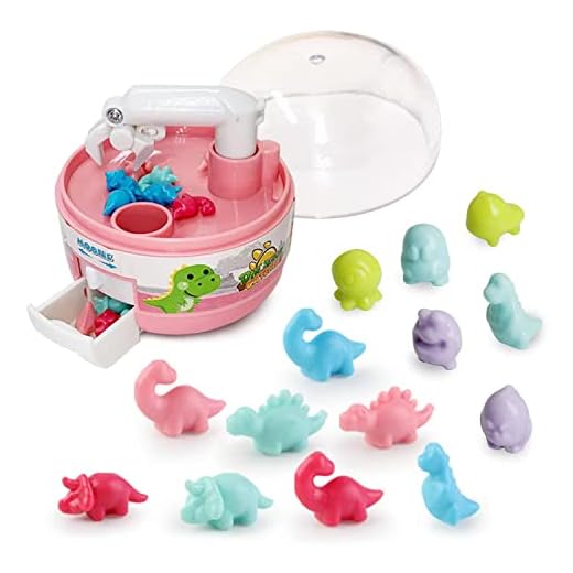 Uszeoka Mini Claw Machine for Kids,Toy Grabber,24 Tiny Stuff prizes,Dinosaur prizes Game,Miniature Things,Suitable for Birthday Gifts for 3,4,5,6,7 Year Old Boys and Girls,Fingertip Toys