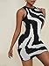 Floerns Women's Zebra Striped Print Sleeveless Bodycon Sweater Mini Dress Black and White L