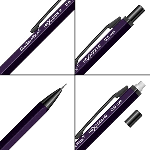 Image of Scrikss 0.5 mm Cute Aesthetic Mechanical Clutch Lead Pen Pencil | for Drafting Sketching Drawing | Dark Purple Penpencil | Hexagon-R