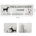 Achtung Schild Vorsicht Freilaufender Hund, Tor Bitte Geschlossen Halten 25x9cm, Aluminium Mit Selbstklebend Und Vorgebohrten Löchern