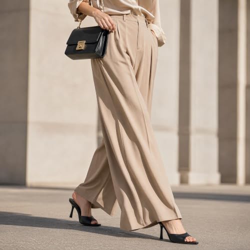 Image of On feet& in love Women's Slip-On Stiletto Heel Mule Sandals, Peep Toe, apricot, 2.95 Inch Heel, Casual Party Wedding Slides