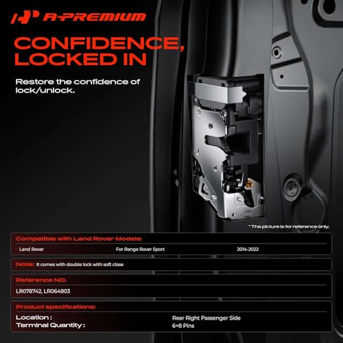 Image of A-Premium Rear Right Passenger Side Door Lock Actuator Compatible with Land Rover Range Rover Sport 2014-2022, with Double Locking