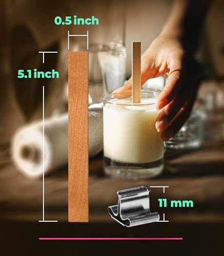 Mechas de madera para velas, 60 pcs + soportes, kit en bolsa miniatura 2