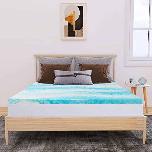 Vyfipt 4 Inch Cooling Gel Memory Foam Mattress Topper,King Size,Pressure Relief,Bed in A Box,CertiPUR-US Certified