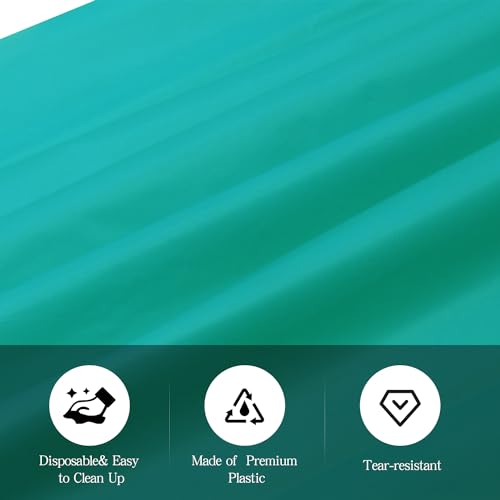 Image of tujol Teal 6 Pack Plastic Table Cloth 54 inch x 108 inch, Disposable Tablecloths Rectangle Table Cover, Plastic Tablecloths for Parties