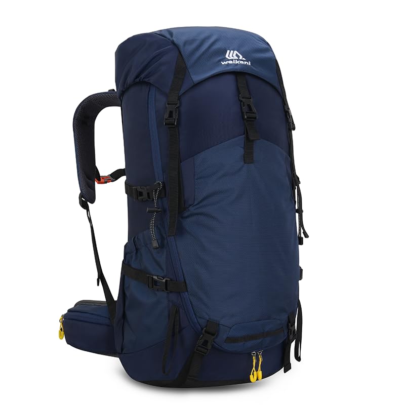 Hnayett 60L Hiking Backpack Waterproof Rucksack Large Camping Bag with Rain Cover for Men Women Lightweight Back Pack for Trekking Walking Cycling Climbing Travelling Outdoor Sports
