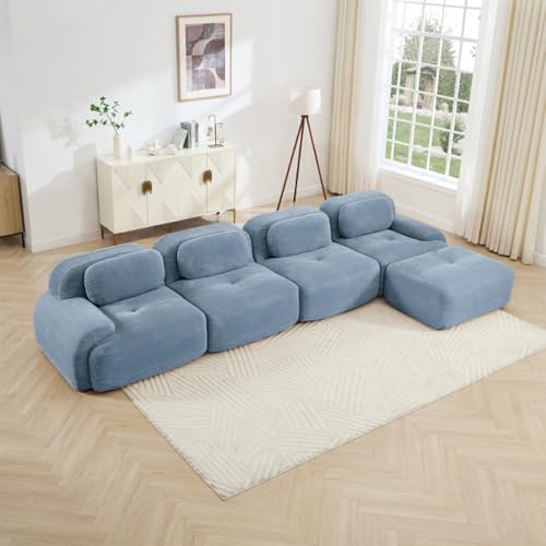Image of Corduroy Modular Sectional Sofa, Oversized Cloud Couches for Living Room