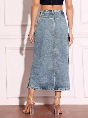 Image of Miss Chase Women's Straight High Rise Mini Denim Skirt