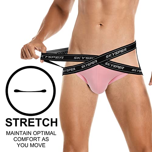 Skysper Men's Jock Strap Athletic Supporter For Men Sexy Jockstrap Male Underwear, Sg52-Pink, X-Large #TOP2