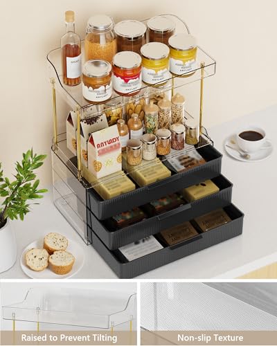 Image of Anylady Bathroom Organizers and Storage, Makeup Organizer (Sturdy Durable Attractive), Ideal for Vanity, Countertop, Counter, Perfume, Skincare, Cabinet, Cosmetic, Dresser Organizer (deep black)