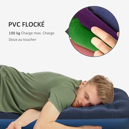 Matelas gonflable de camping Outsunny léger et facile à gonfler pour voyager - 5