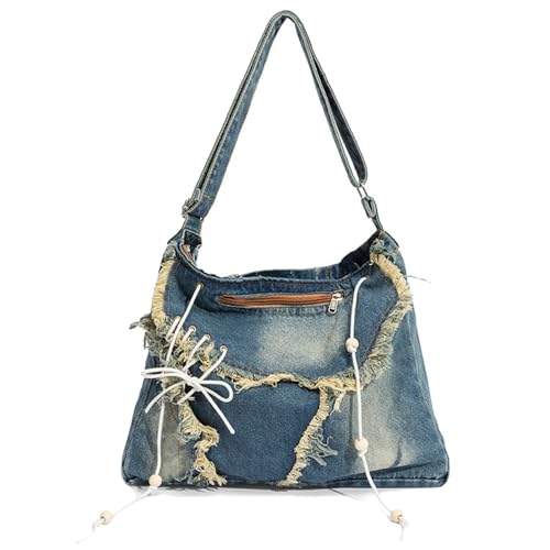 Denim Tote Bag Designer Jean Handbags for Women Denim Purse Large Hobo Shoulder Bag Y2K Crossbody Bag