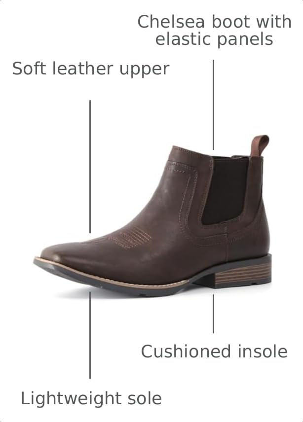 Image of IXU Cowboy Boots For Men Square Toe Ankle Boots