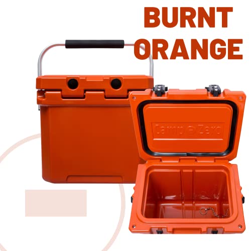 Camp-Zero 12 | 12.6 Qt. Cooler With 2 Molded-In Cup Holders & Folding Aluminum Handle | Thick Walled, Freezer Grade Cooler With Secure Locking System & Tie Down Channels (Burnt Orange) #TOP4