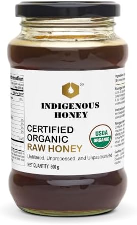 INDIGENOUS HONEY Raw Organic Honey NMR Tested NPOP Organic USDA Certified Pure Natural Unprocessed Original Honey - 500 g Glass Jar (Pack of 1)