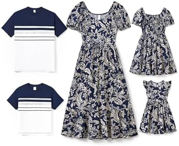 PATPAT Family Matching Summer Outfits, Mommy and Me Matching Shirts Dresses Paisley Print Matching Dresses for Family