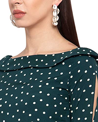 Image of Style Quotient Women Polka Printed polycrepe Smart Casual top