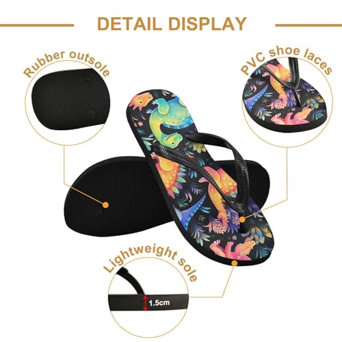 Womens Flip Flops Cute Dinosaur ColorNon-Slip Casual Beach Slippers Rubber Sandals214A45972