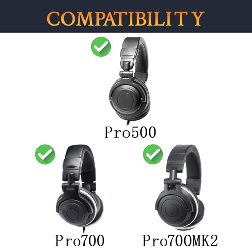 SOULWIT Repuestos de Almohadillas para Audio-Technica ATH-Pro500/Pro700/Pro700MKII Auriculares, Cojines con Espuma de Aislamiento de Ruido - 90mm CG Negro miniatura 2