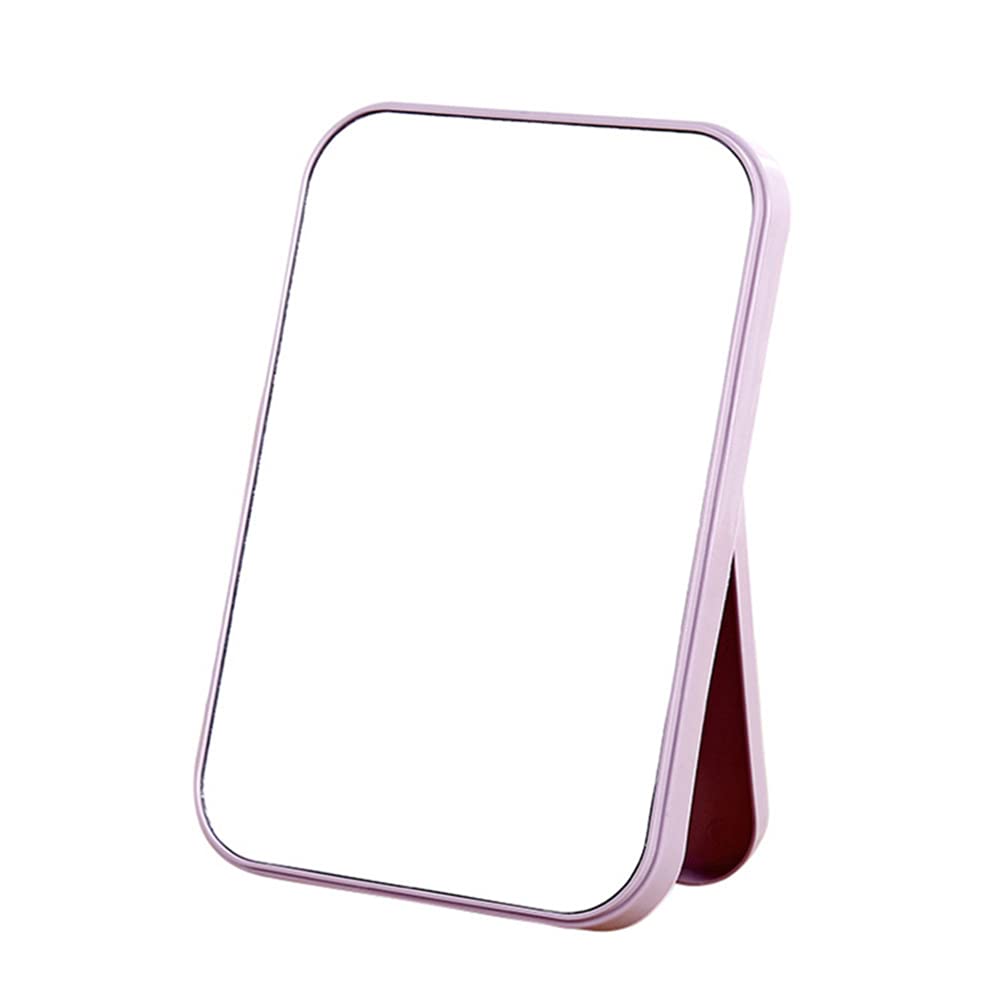 Espejo de maquillaje plegable compacto para mujeres y hombres, espejo de escritorio morado claro para el hogar, la oficina y los viajes, diseño pequeño y portátil para un fácil transporte