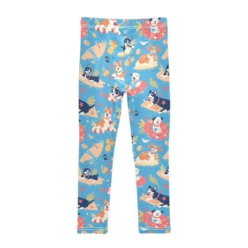 Funny Dogs Girls' Leggings Toddler Doodles Animals Kids Yoga Pants Dance Active Tights 4T2