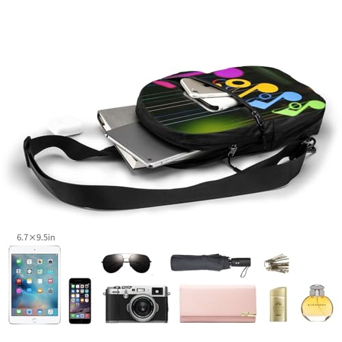 Colorful Music Notes (1) Print Men's and Women's Foldable Crossbody Bag,Sports Crossbody Bags,and Daily Chest Bags4