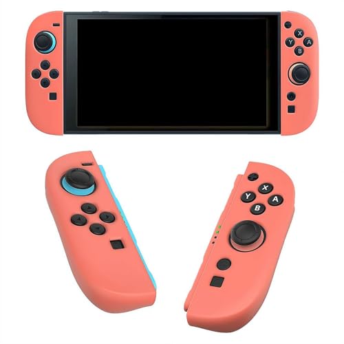 for Switch 2コントローラー用シリコンカバー、精密なカットアウトを備えた防塵&滑り止めケース、人間工学に基づいたデザイン、for Switch 2ハンドルと互換性あり (オレンジと赤)