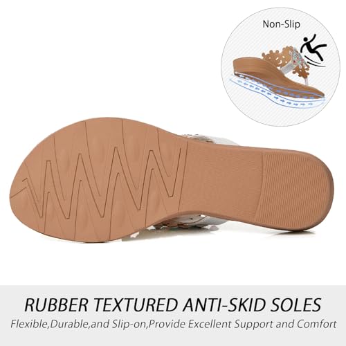 Image of iCKER Women Sandals Rhinestone Dressy Casual Summer flat flip flops Comfortable Sandals