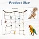 BOXOB Kletterseilnetz für Papageien, 55x53cm Buntes Sternendesign Vogelhängematte Leiter Seegrasmatte Kauspielzeug mit 4stk Haken Vogelkäfigzubehör für Tauben Kakadus Sittiche