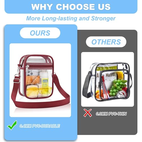 Image of Clear Bag for Stadium Events - Sports Messanger Bag Small Mini Clear Purse for Fan, Concert, Work, Travel