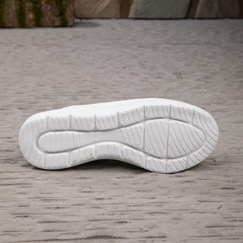 Women's Walking Shoes Slip-on Loafer Mesh Casual Ballet Flat Nurse Sneakers Knit Round Toe Casual Memory Foam Shoes White Size 7.52