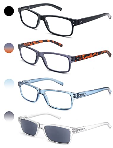 HEEYYOK Un Paquet de 4 Lunettes de Lecture 4.0 pour Homme et Femme,Lunettes Loupe Leger Durable,Branches a Ressort Confortable,De Couleurs melangees Cover