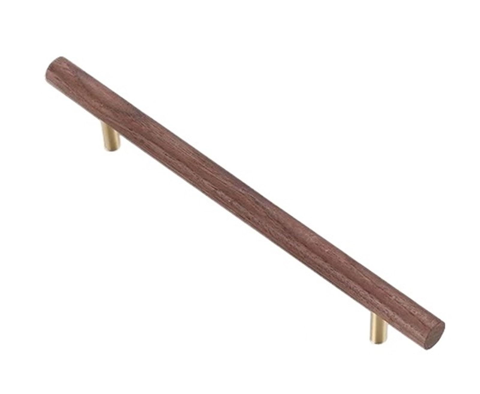 Bryske Walnut Wood T Bar Drawer Knobs 5PCS Brass Kitchen Cabinet Door Pulls