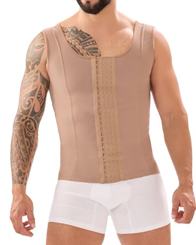 SHAPE CONCEPT Fajas para Hombres 362 High Compression Vest with Hooks, Mens Body Shaper Faja para Hombre Shapewear for Men