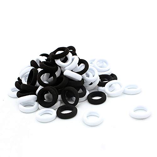 300 Pcs Baby Girls Hair Ties - Small Size Elastic Hair Ties for Baby Girls Infants Toddlers Multicolor Hair Bands Elastic Ponytail Holder (White Black)