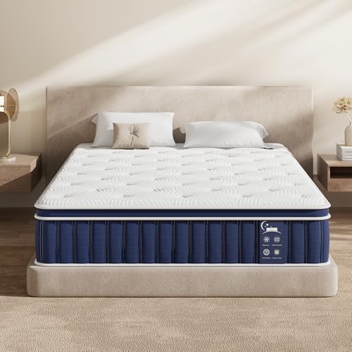 HAPPYMONT Queen Size 10 Inch Hybrid Mattress, 7-Zone Support Pocket Springs Mattress in a Box with Targeted Comfort, Motion Isolation&Pressure Relief, CertiPUR-US Certified