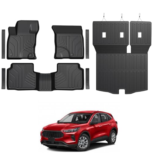 GALVAGNITE Floor Mats for Ford Escape 2020-2026 All Weather Floor Mats Trunk Cargo Liner with Backrest Protectors and Door Sill Guards Accessories Full Coverage Set (Not fit Hybrid Model)