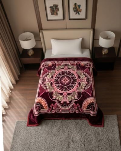 Image of Signature Premium Winter Mink Blanket for Single Bed | Heavy Warm Soft Blanket for Winters | Ultra Soft, Skin Friendly, Breathable, Single Layer Mink Blanket for Adults & Kids (Imperial Medallion)