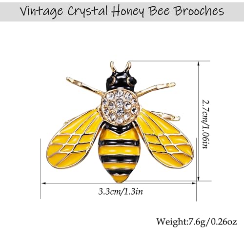 Image of Vintage Crystal Honey Bee Brooches for Women,Sparkly Rhinestone Insect Bee Brooches Charm Faux Pearl Yellow Sun Flower Honeybee Lapel Pins Dress Suit Shirt Prom Party Jewelry