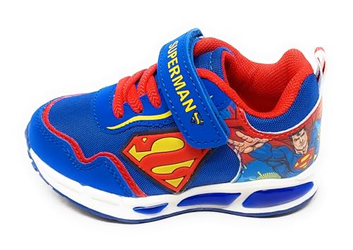 Chaussures de sport avec lumières pour enfant W1030018T Superman bleu royal et rouge, à déchirure, semelle amortissante, Bleu royal, 26 EU